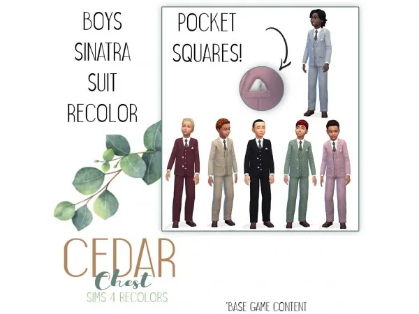 Maxis Match Boys Sinatra Suit cedar chest by the - The Sims 4 Custom Content