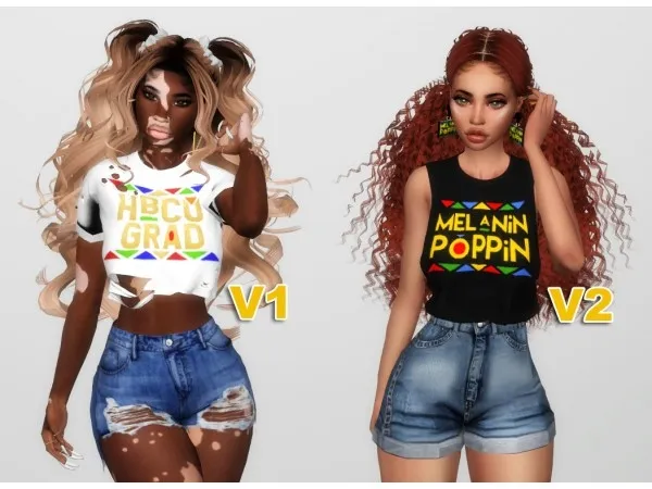 Alpha BLACK GIRL TEES black girl by simsfinds - The Sims 4 Custom Content