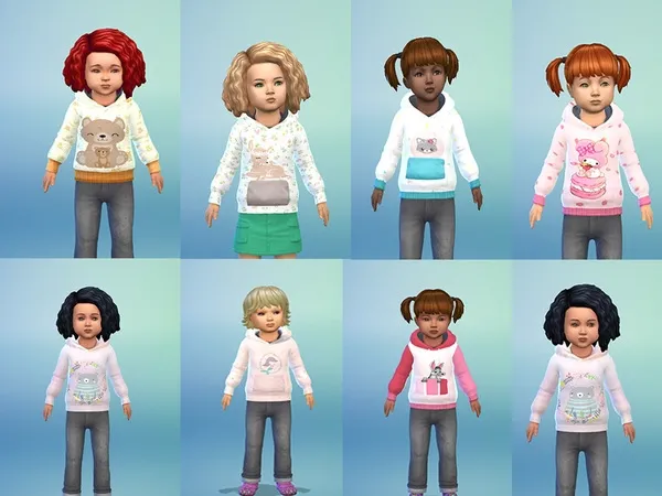 Alpha Toddler Girl hoodies - The Sims 4 Custom Content