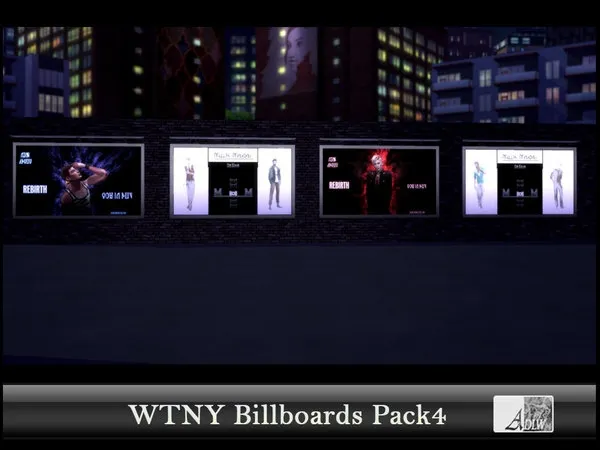 Alpha WTNY Billboards Pack4 CITY LIVING REQUIRED - The Sims 4 Custom Content