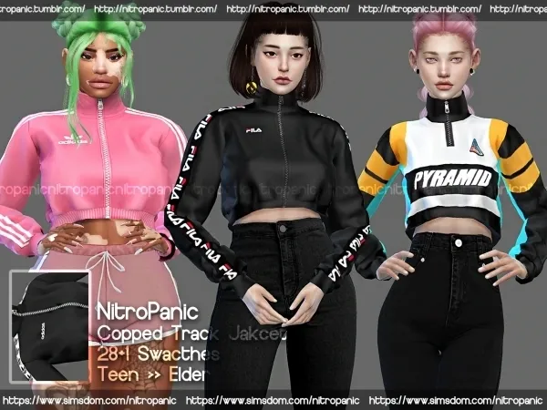 Alpha Cropped Track Jacket by nitropanic - The Sims 4 Custom Content