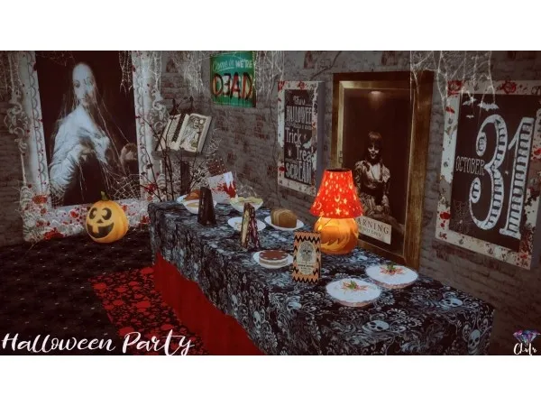 Alpha Halloween Party Room Collection sims4 by chvlr - The Sims 4 Custom Content