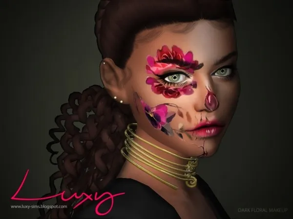 Alpha DARK FLORAL MAKEUP - The Sims 4 Custom Content