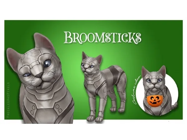 Maxis Match Broomsticks the cat by frecklesandpixels - The Sims 4 Custom Content
