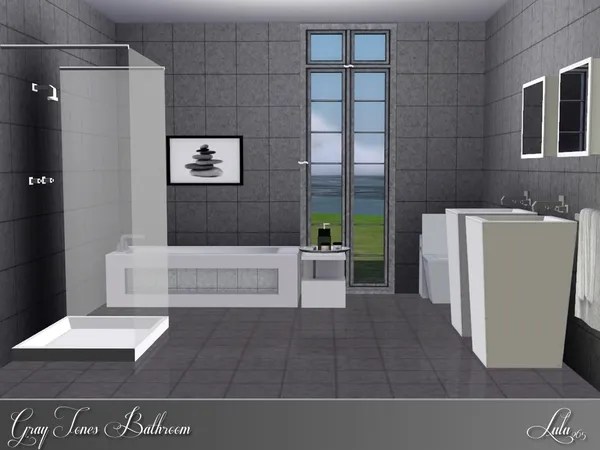 Gray Tones Bathroom - The Sims 3 Custom Content