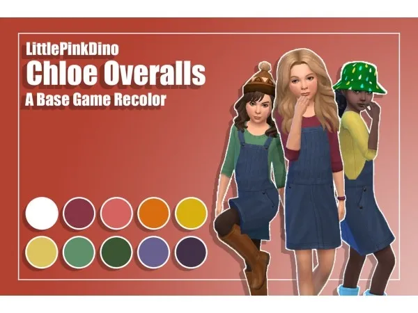 Maxis Match Chloe Overalls A Base Game Recolor by thelittlepinkdino - The Sims 4 Custom Content