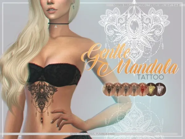 Mix Gentle mandala tattoo - The Sims 4 Custom Content