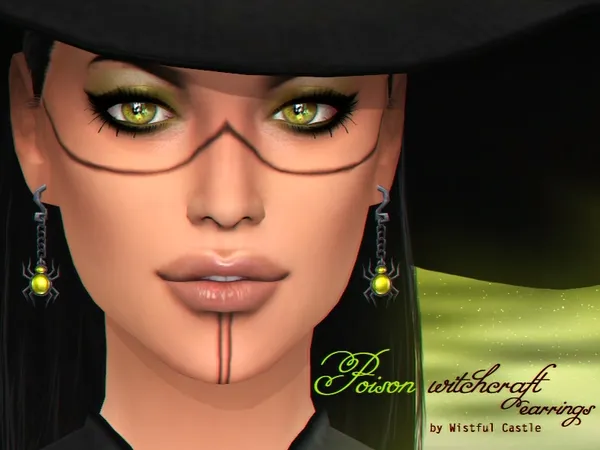 Alpha Poison witchcraft earrings - The Sims 4 Custom Content