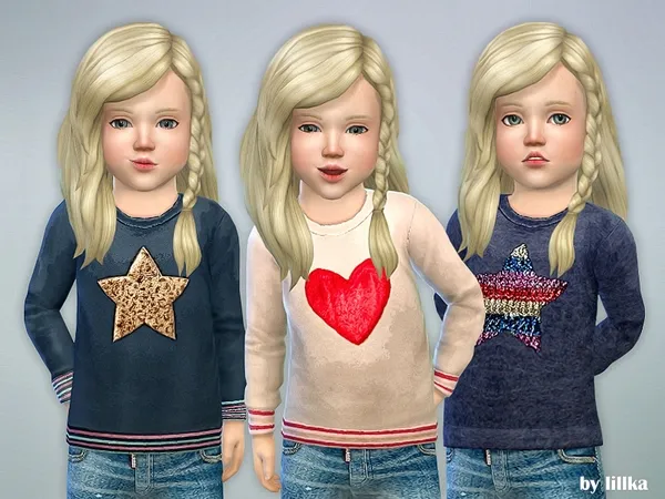 Alpha Designer Shirt for Toddler Girls P08 - The Sims 4 Custom Content