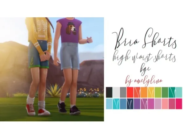 Maxis Match Bria High Waist Shorts by amelylina - The Sims 4 Custom Content