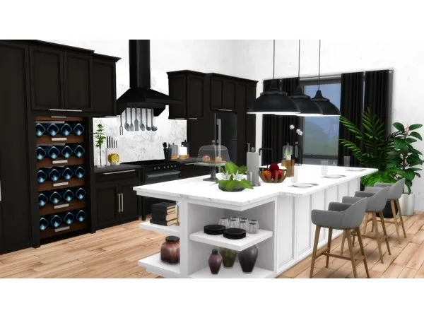 Maxis Match Mina Kitchen Contemporary Shaker Style Kitchen for ic by simsfinds - The Sims 4 Custom Content