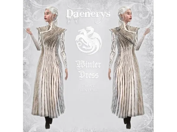 Alpha Daenerys Winter Dress from Season 7 by ts4got - The Sims 4 Custom Content