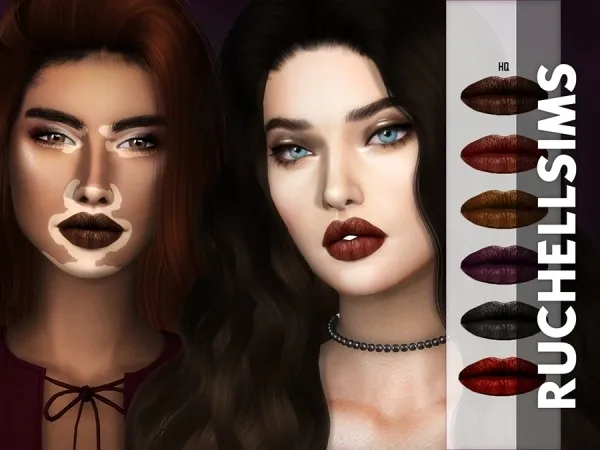 Alpha Bright Matte Lipstick Pallete 2 by ruchellsims - The Sims 4 Custom Content