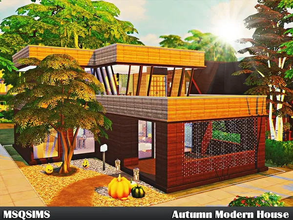 Alpha Autumn Modern House - The Sims 4 Custom Content