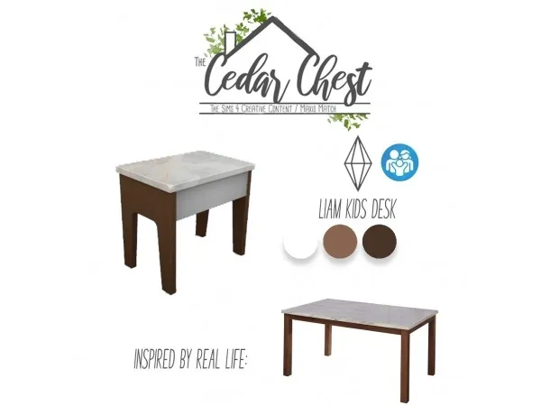 Maxis Match The Liam Kids Desks cedar chest by the - The Sims 4 Custom Content