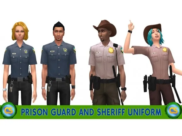 Maxis Match Prison Guard and Sheriff Uniform by - The Sims 4 Custom Content