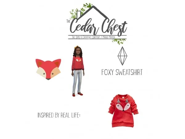 Maxis Match Foxy sweatshirt cedar chest by the - The Sims 4 Custom Content