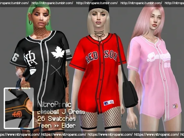 Alpha Baseball Jersey Dress by nitropanic - The Sims 4 Custom Content