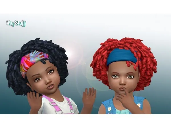 Maxis Match Tight Curls Bandana for Toddlers by simsfinds - The Sims 4 Custom Content