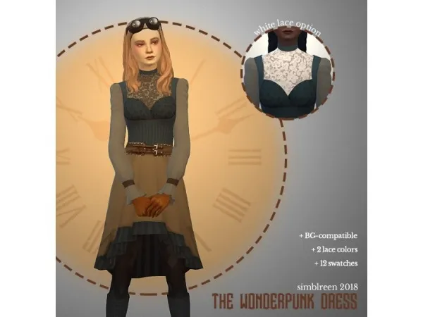 Maxis Match Simblreen Gift 1 The Wonderpunk Dress pixels by retro - The Sims 4 Custom Content