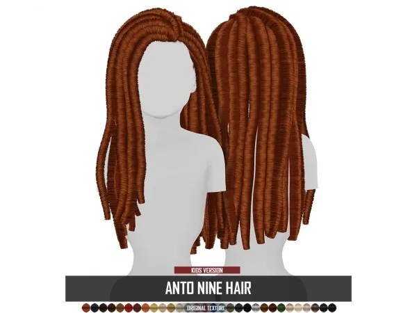 Alpha ANTO NINE HAIR KIDS VERSION by redheadsims - The Sims 4 Custom Content