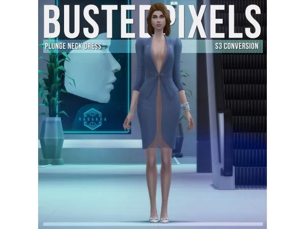 Maxis Match Supernatural Plunge Neck Dress S3 Conversion by bustedpixels - The Sims 4 Custom Content