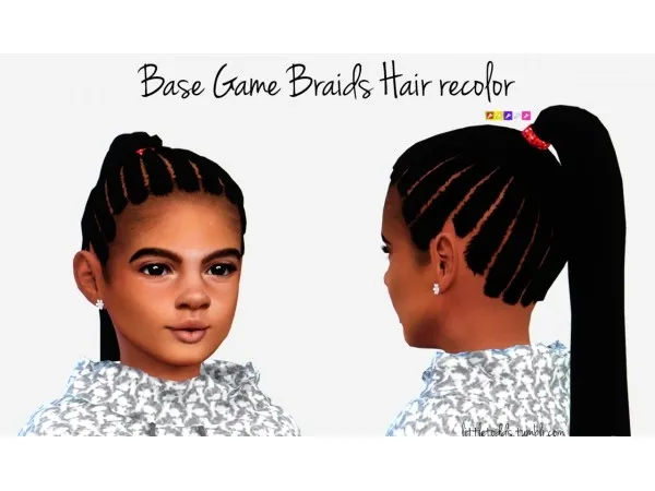 Maxis Match Base Game Braids Recolor - The Sims 4 Custom Content