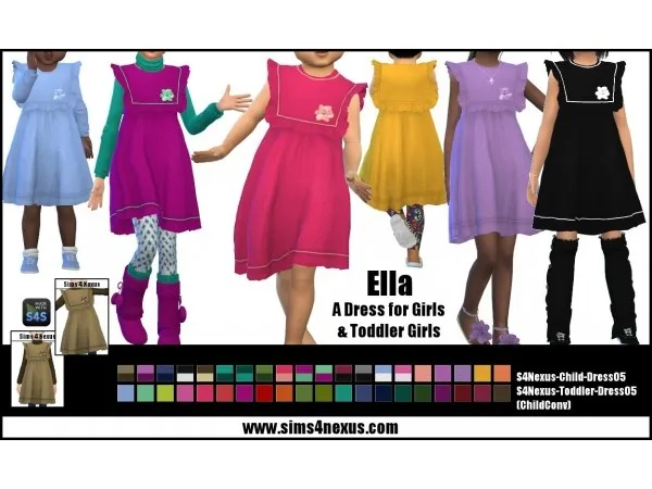Alpha Ella A Dress for Girls Toddler Girls by sims4nexus - The Sims 4 Custom Content