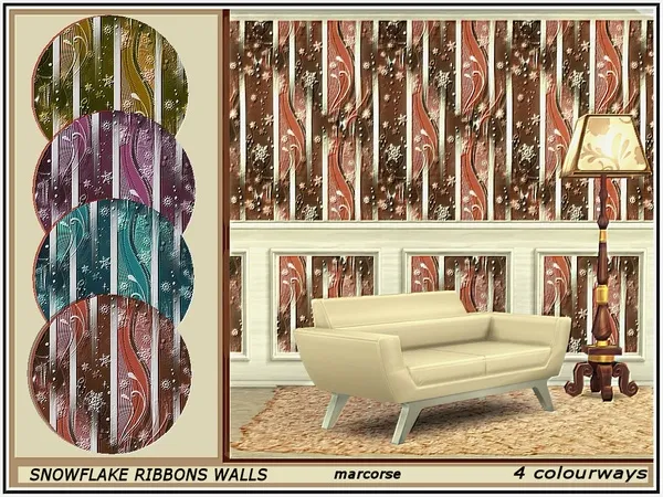 Alpha Snowflake Ribbons Walls_marcorse - The Sims 4 Custom Content