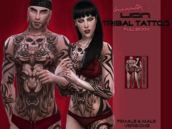 Mix Lion Tribal Tattoo Lounacutex - The Sims 4 Custom Content