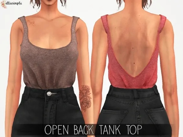 Alpha Elliesimple Open Back Tank Top by elliesimple - The Sims 4 Custom Content