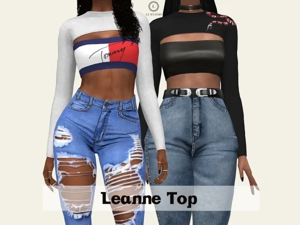 Alpha Leanne Top - The Sims 4 Custom Content
