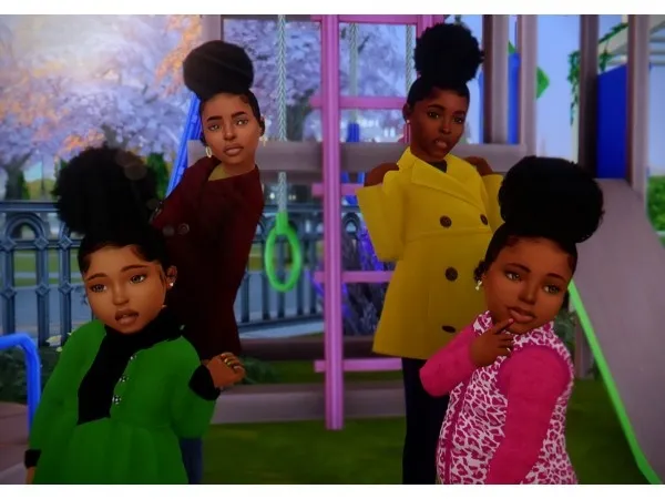 Alpha xxBlackSims Curly Bun Curly Pony Conversions For Kids Toddlers by afrosimtricsimmer - The Sims 4 Custom Content