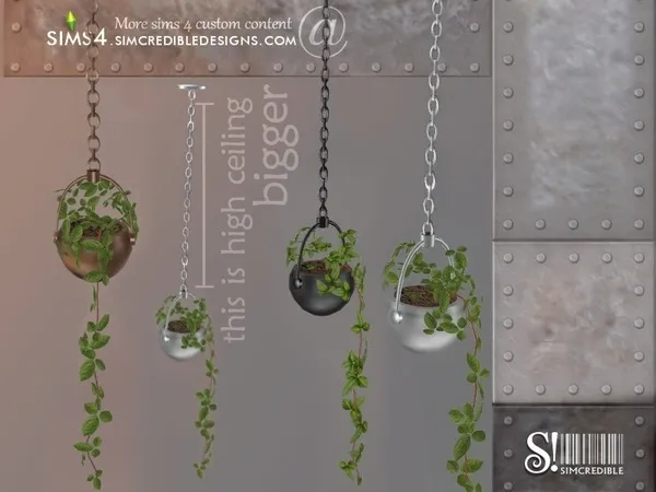Industrial Bar hanging plant for mid and tall wall heights - The Sims 4 Custom Content