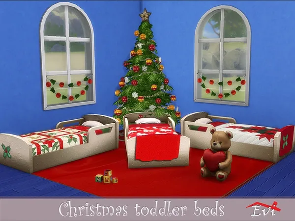Alpha Christmas toddler beds - The Sims 4 Custom Content