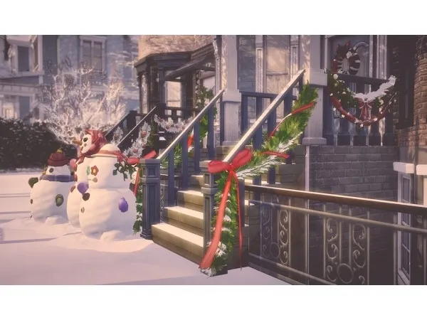Alpha Holiday Garlands for Staircase Rail by serenebluesims - The Sims 4 Custom Content