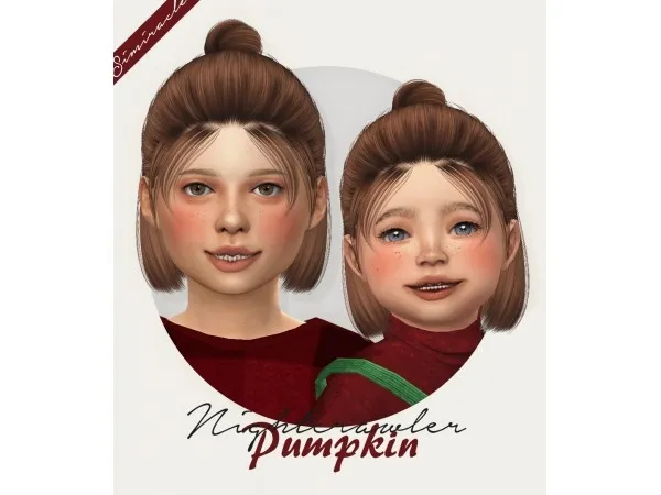 Alpha Nightcrawwler Pumpkin hair for kids toddlers by simiracle - The Sims 4 Custom Content