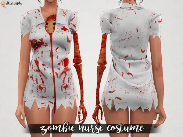 Alpha Elliesimple Zombie Nurse Costume - The Sims 4 Custom Content