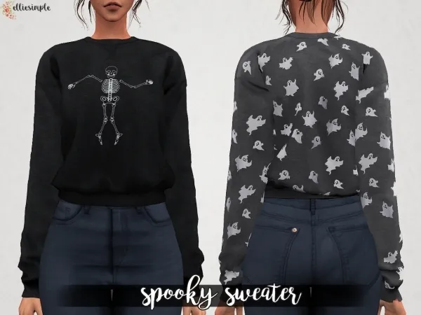 Alpha Elliesimple Spooky Sweater by elliesimple - The Sims 4 Custom Content