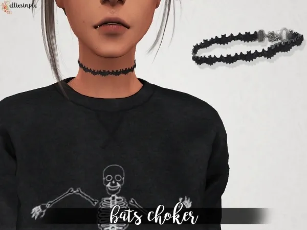 Alpha Elliesimple Bats Choker - The Sims 4 Custom Content