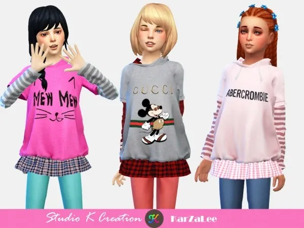 Alpha Secret Pink T02 hoodie sweatshirt for child toddlers k creation by simsfinds - The Sims 4 Custom Content