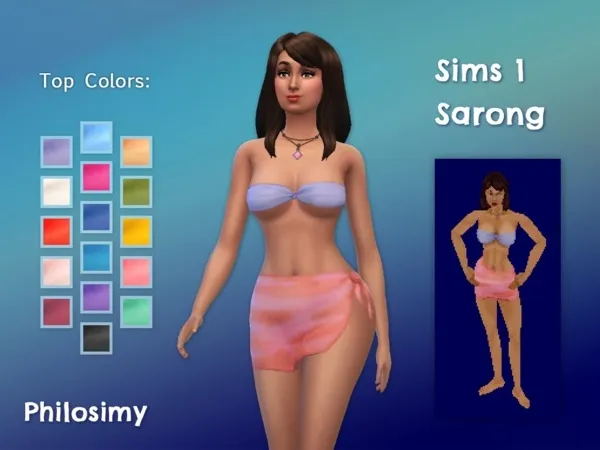 Sims 1 Sarong top - The Sims 4 Custom Content