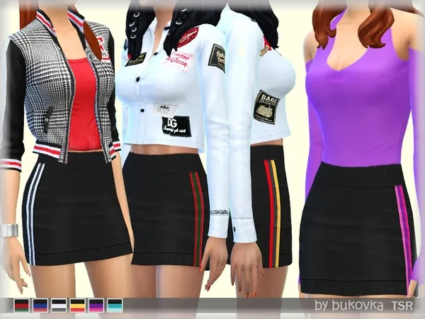 Alpha Skirt Stripes - The Sims 4 Custom Content