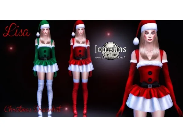 Alpha Lisa christmas dress by jomsimscreations - The Sims 4 Custom Content