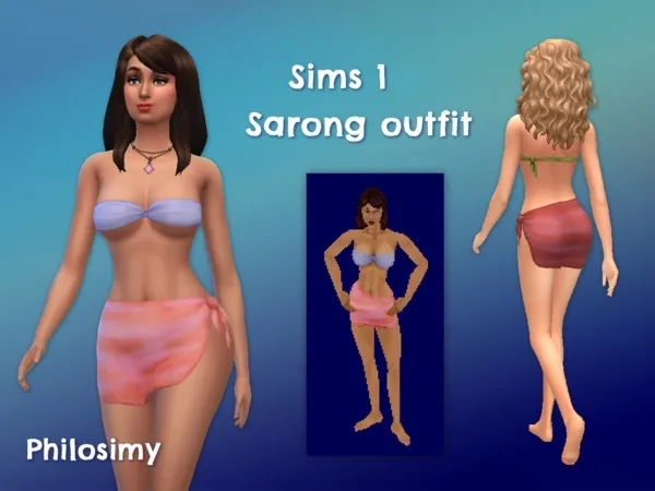 Alpha Sims 1 Sexy Sarong Outfit - The Sims 4 Custom Content