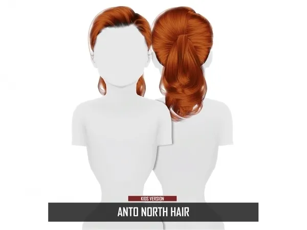 Alpha ANTO NORTH HAIR KIDS VERISON by redheadsims - The Sims 4 Custom Content