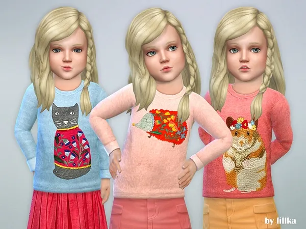 Alpha Designer Shirt for Toddler Girls P09 - The Sims 4 Custom Content