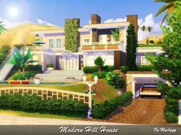 Alpha Modern Hill House - The Sims 4 Custom Content
