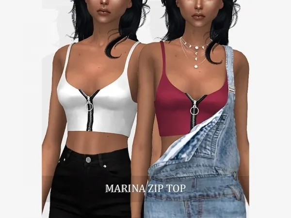 Alpha Marina Zip Top - The Sims 4 Custom Content