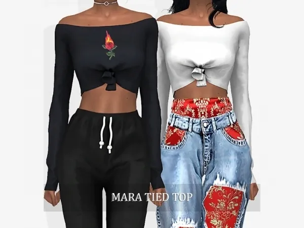 Alpha Mara Tied Top - The Sims 4 Custom Content